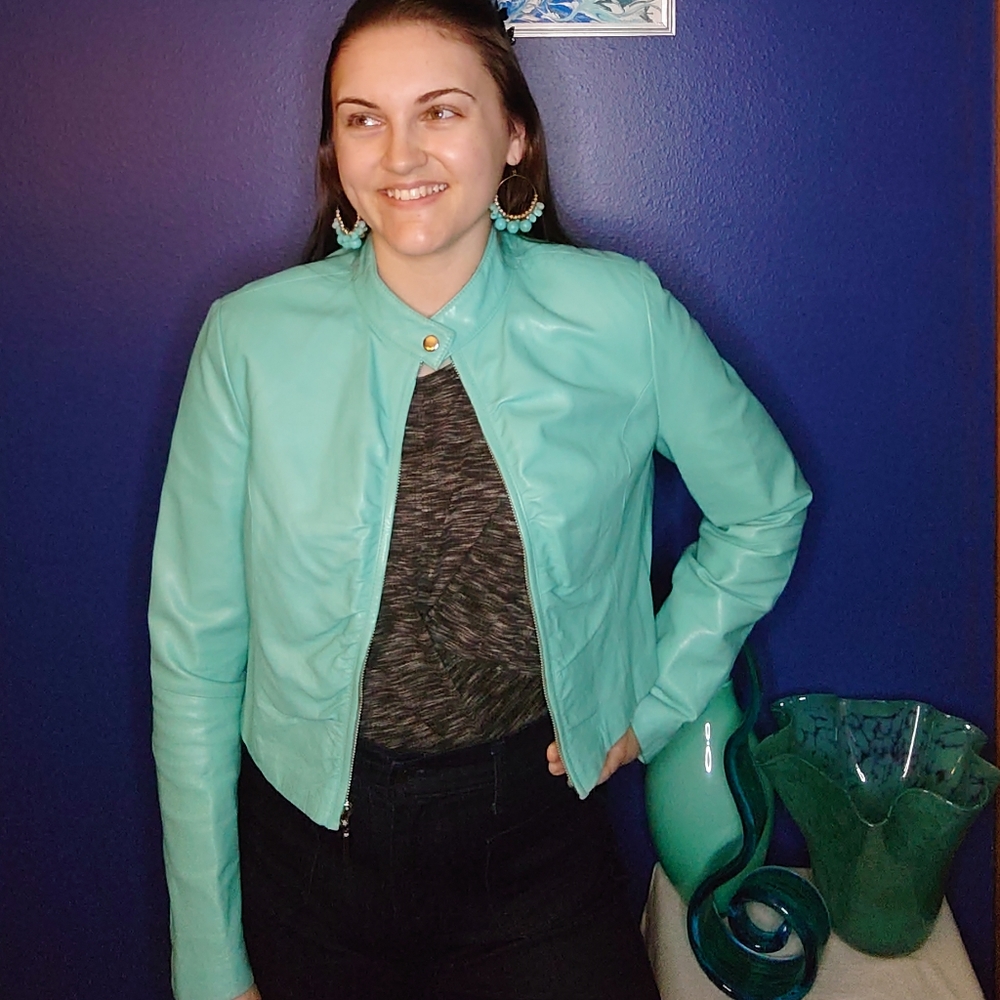 Genuine Leather Cropped Jacket